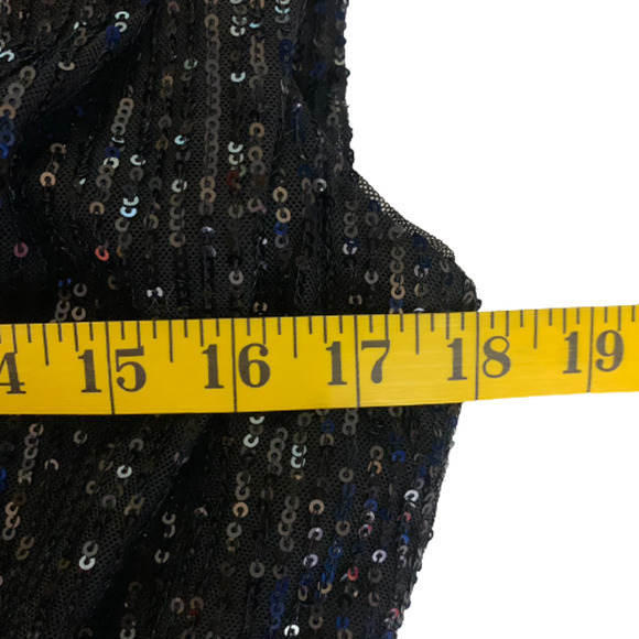 LDT Black Sequin Blouson Mini Dress‎ - Picture 12 of 12